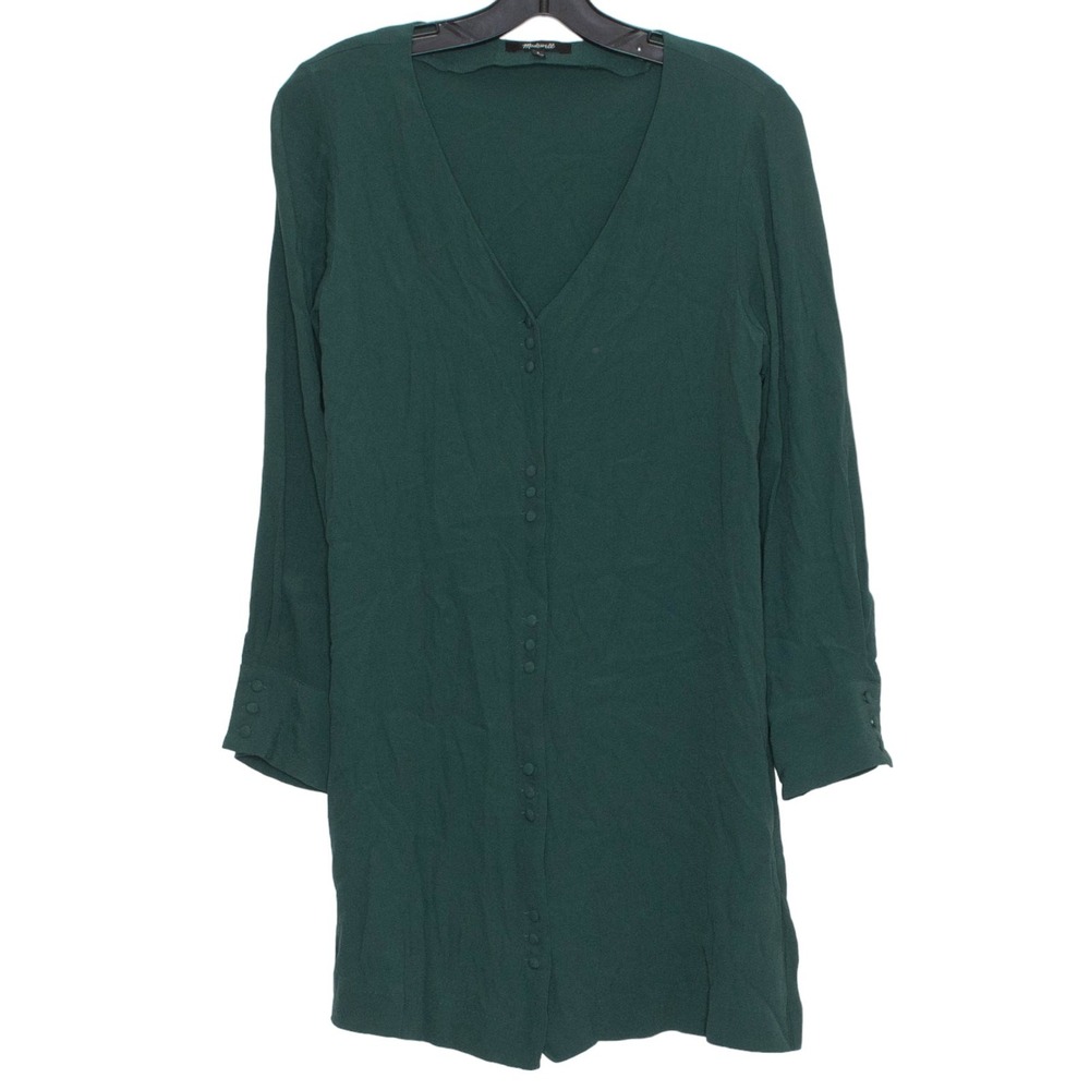 Madewell Shirt Dress Button Up Tunic Flowy Boho Cottagecore Minimalist Green S